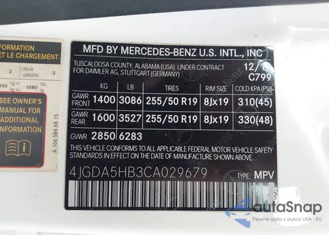 2012 Mercedes-Benz Ml 350 4Matic from USA, damaged, VIN 4JGDA5HB3CA029679